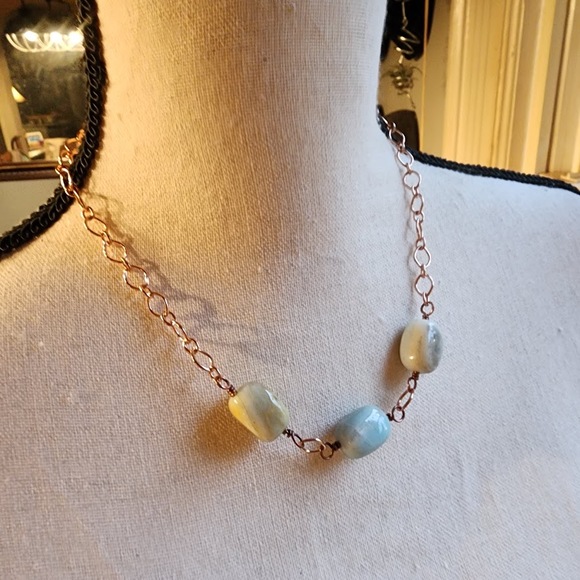 Amazonite Gemstone Layering or Standalone Necklace Statement Chunky Short - Picture 5 of 6